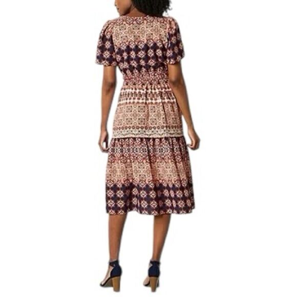 Isabel & Nina Short Sleeve Multi Print Midi Fit + Flare Dress - Picture 2 of 8
